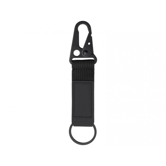 Брелок-ремувка Carabinier из ткани с вставкой из экокожи и карабином, черный