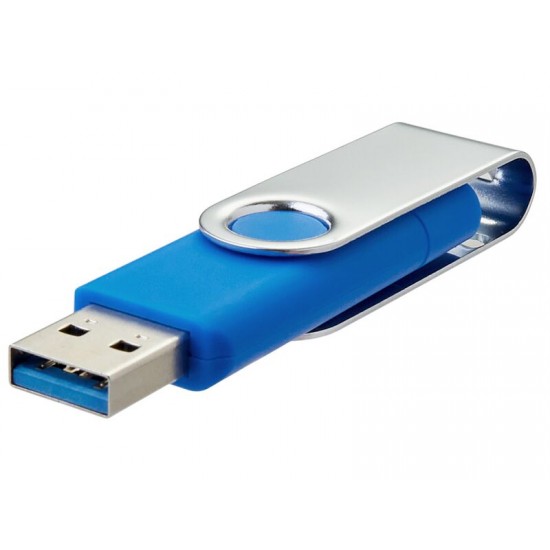 USB3.0/USB Type-C флешка на 16 Гб Квебек C, синий