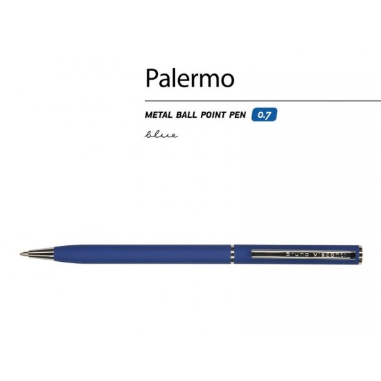 Ручка Palermo шариковая  автоматическая, синий металлический корпус, 0,7 мм, синяя
