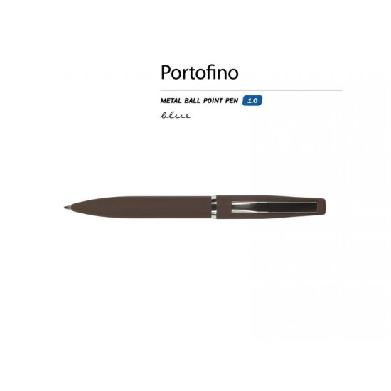 Ручка металлическая шариковая Portofino, софт-тач, 1.0 мм, коричневый