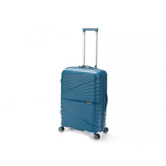 Чемодан TORBER Nevo, синий, полипропилен, 45 х 26 х 66 см, 66 л