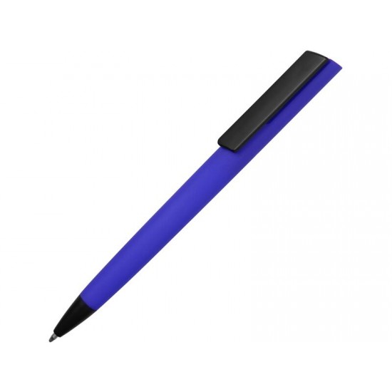 Ручка пластиковая soft-touch шариковая Taper, синий/черный