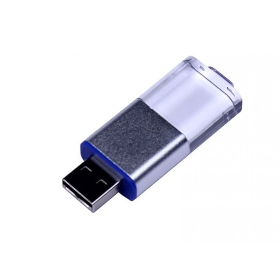 USB-флешка промо на 16 Гб прямоугольной формы, выдвижной механизм, синий