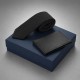 Подарочный набор Long River: обложка для паспорта (без лого Long River), галстук (черный), синяя коробка