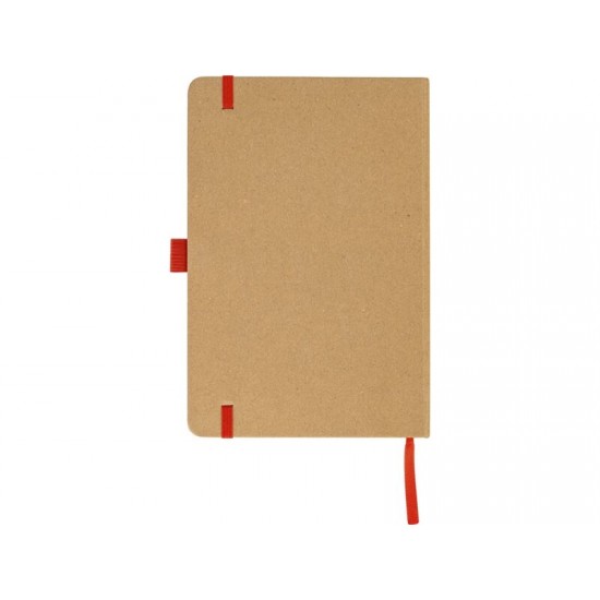 Блокнот A5 Sevilia Color, твердая обложка из крафта, 80 листов, цветной срез и форзац, натуральный/красный