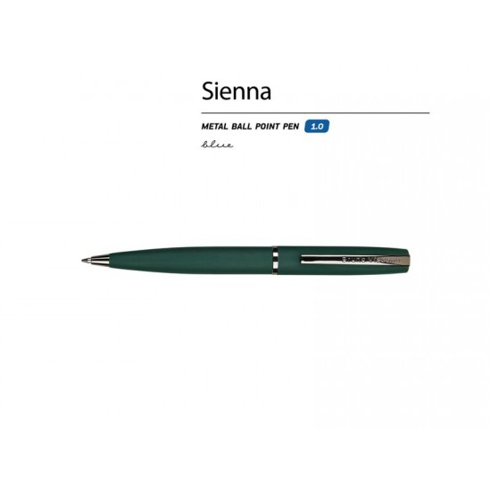 Ручка металлическая шариковая Sienna, софт-тач, 1.0 мм, зеленый