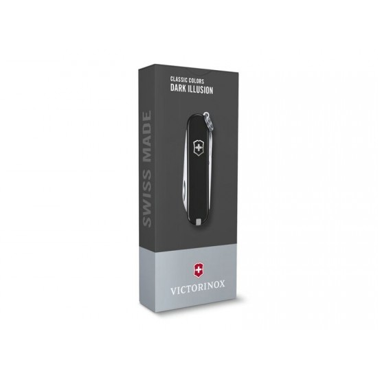Нож-брелок VICTORINOX Classic SD Colors Dark Illusion, 58 мм, 7 функций, чёрный