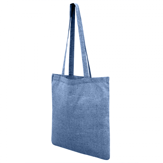 Сумка из переработанного хлопка Caravan Recycled Melange 140, плотность 140 г/м2, синяя Сумка из переработанного хлопка Caravan Recycled Melange 140, плотность 140 г/м2, синяя
