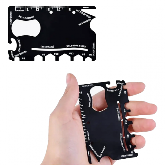 Мультитул Tools Capture в виде карточки, стальной, в чехле из кожзама, черный