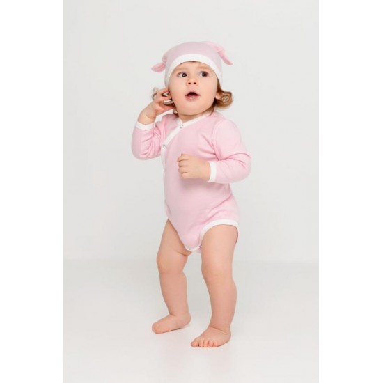 Боди детское Baby Prime, розовое с молочно-белым