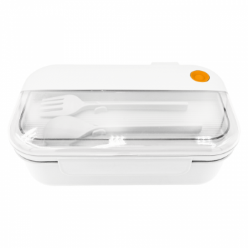 Герметичный контейнер для еды (ланч бокс)  BON VOYAGE, пластиковый, белый-оранжевый, 1100 мл. Герметичный контейнер для еды (ланч бокс)  BON VOYAGE, пластиковый, белый-оранжевый, 1100 мл.