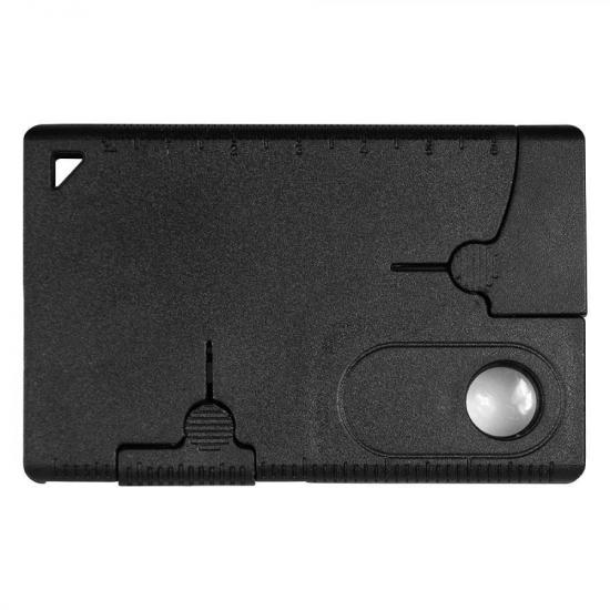 Карточка Tools leeds, 9 функций, инструменты из нержавеющей стали, корпус из полупрозрачного черного  пластика Карточка Tools leeds, 9 функций, инструменты из нержавеющей стали, корпус из полупрозрачного черного  пластика