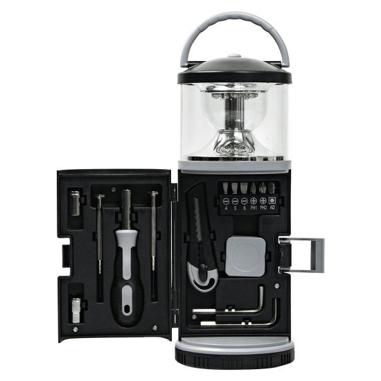 Набор инструментов Tools lantern cо встроенной лампой , 15 инструментов,  черный, в пластиковом футляре Набор инструментов Tools lantern cо встроенной лампой , 15 инструментов,  черный, в пластиковом футляре