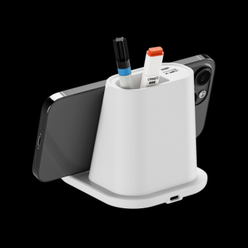 Настольный органайзер 15 Watt Fast Charge  c беспроводной зарядкой, вентилятором и лампой, белый Настольный органайзер 15 Watt Fast Charge  c беспроводной зарядкой, вентилятором и лампой, белый