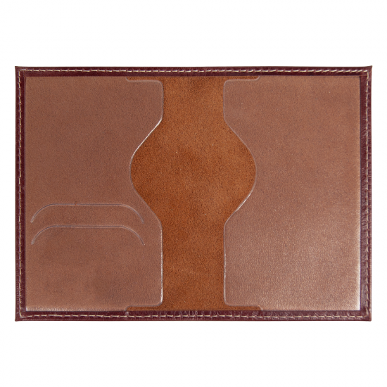 Обложка для паспорта Leather Sky Matt Trend из натуральной кожи, бордовая с белой прострочкой