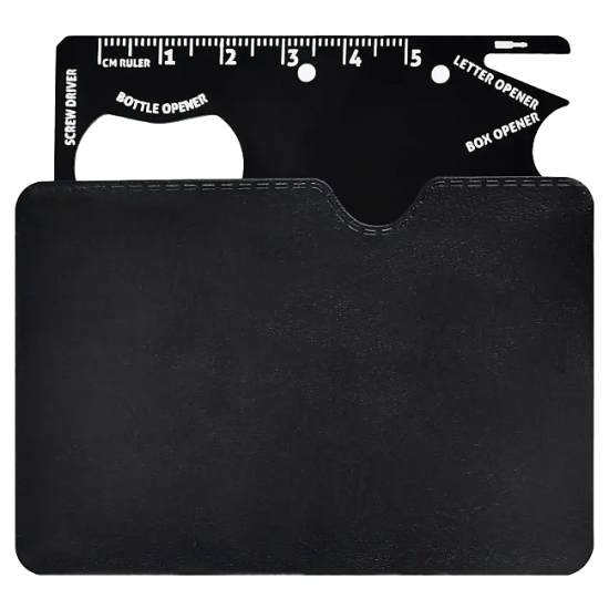 Мультитул Tools Capture в виде карточки, стальной, в чехле из кожзама, черный