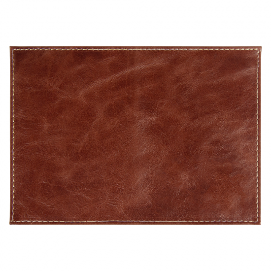 Обложка для паспорта Leather Sky Matt Trend из натуральной кожи, коричневая с белой прострочкой