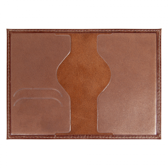 Обложка для паспорта Leather Sky Matt Trend из натуральной кожи, коричневая с белой прострочкой