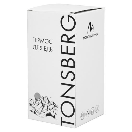 Термос для еды Tonsberg, 620 мл, металлический, черный, матовый