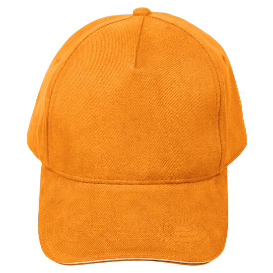 Кепка 5- панельная Salerno Heavy 350,  c белым сендвичем, оранжевая
