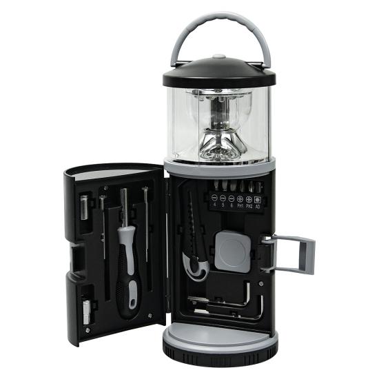 Набор инструментов Tools lantern cо встроенной лампой , 15 инструментов,  черный, в пластиковом футляре Набор инструментов Tools lantern cо встроенной лампой , 15 инструментов,  черный, в пластиковом футляре