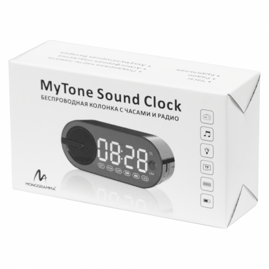 Колонка беспроводная MyTone  Sound Clock c часами, черная