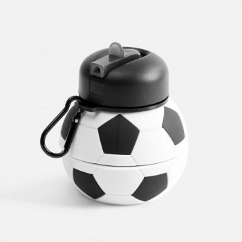 Складная бутылка для воды Football Flex, белая с черным