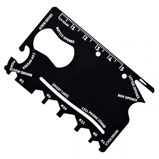 Мультитул Tools Capture в виде карточки, стальной, в чехле из кожзама, черный