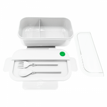 Герметичный контейнер для еды (ланч бокс)  BON VOYAGE, пластиковый, белый-зеленый, 1100 мл. Герметичный контейнер для еды (ланч бокс)  BON VOYAGE, пластиковый, белый-зеленый, 1100 мл.