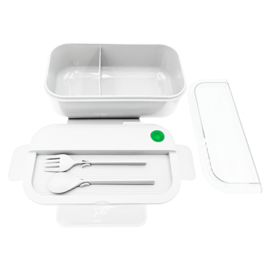 Герметичный контейнер для еды (ланч бокс)  BON VOYAGE, пластиковый, белый-зеленый, 1100 мл. Герметичный контейнер для еды (ланч бокс)  BON VOYAGE, пластиковый, белый-зеленый, 1100 мл.