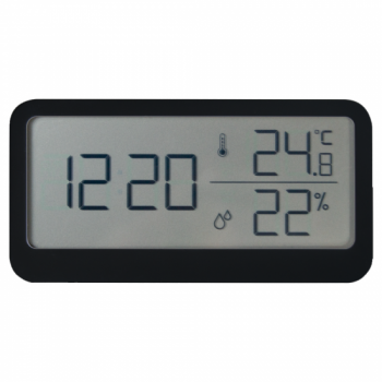 Часы настольные Chronos с термометром и гигрометром, с ж/к дисплеем, черные