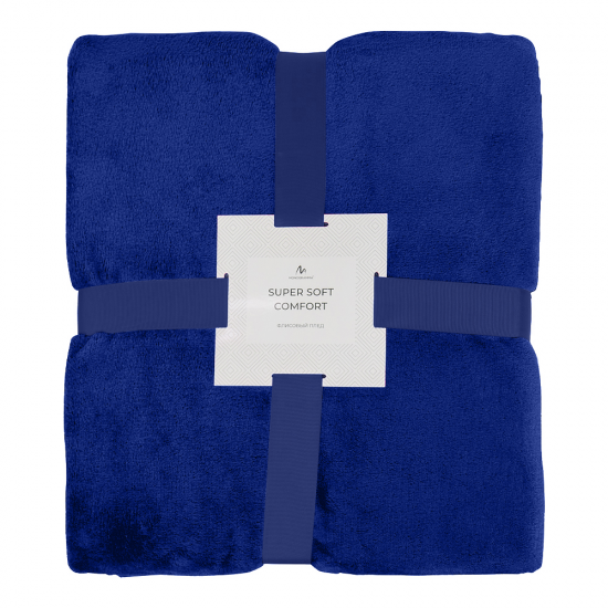 Плед мягкий флисовый Super Soft  Comfort Travel, 125*170 см, синий 654С