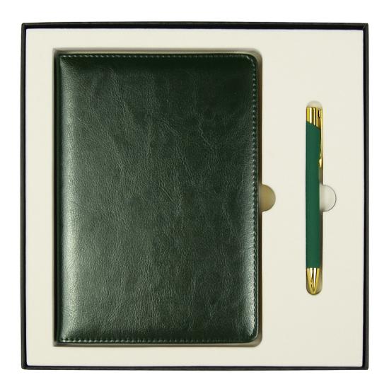 Набор подарочный Solution Duo (ежедневник City Nebraska, ручка Legend Soft Touch Mirror Gold), зеленый