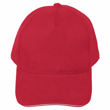 Кепка 5- панельная Salerno Heavy 350,  c белым сендвичем, красная