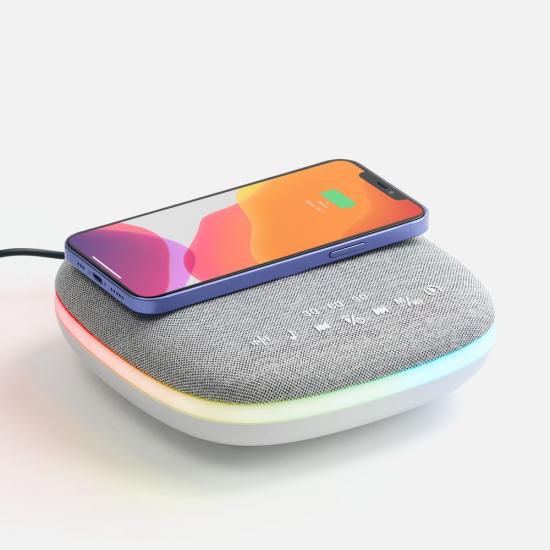 Bluetooth колонка с беспроводной зарядкой и подсветкой Terrafonic, серая Bluetooth колонка с беспроводной зарядкой и подсветкой Terrafonic, серая