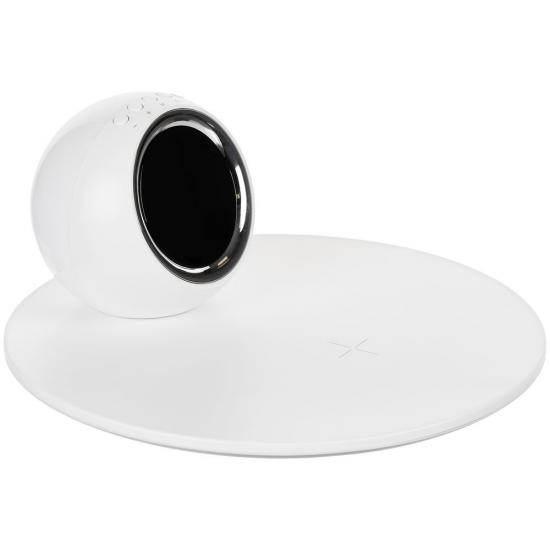 Станция беспроводной зарядки с часами и подсветкой GlobeBee, белая