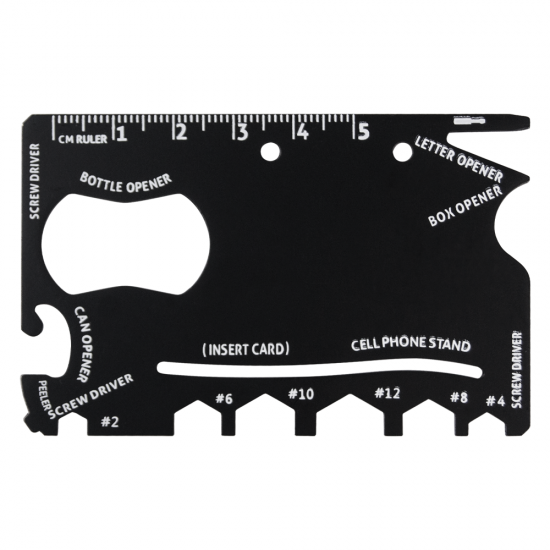 Мультитул Tools Capture в виде карточки, стальной, в чехле из кожзама, черный