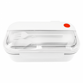 Герметичный контейнер для еды (ланч бокс)  BON VOYAGE, пластиковый, белый-красный, 1100 мл. Герметичный контейнер для еды (ланч бокс)  BON VOYAGE, пластиковый, белый-красный, 1100 мл.