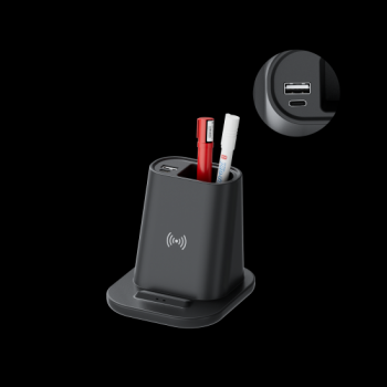 Настольный органайзер 15 Watt Fast Charge  c беспроводной зарядкой, вентилятором и лампой, черный Настольный органайзер 15 Watt Fast Charge  c беспроводной зарядкой, вентилятором и лампой, черный