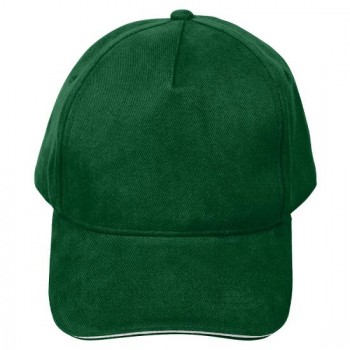 Кепка 5- панельная Oxford 300, c белым сендвичем, темно-зеленая