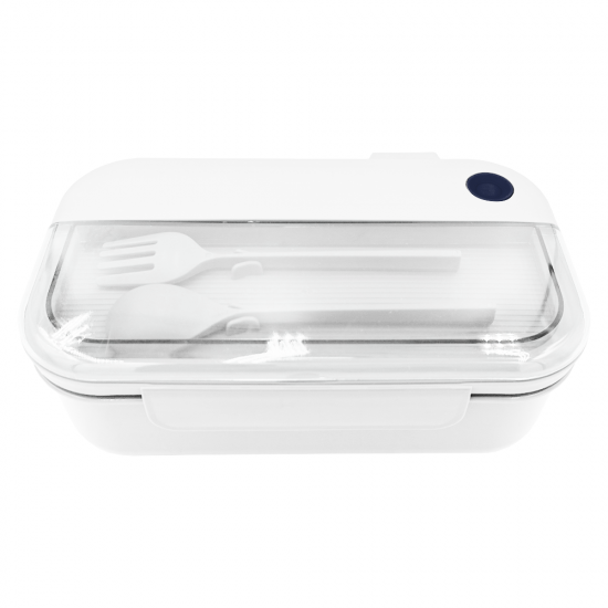 Герметичный контейнер для еды (ланч бокс)  BON VOYAGE, пластиковый, белый-темно-синий, 1100 мл. Герметичный контейнер для еды (ланч бокс)  BON VOYAGE, пластиковый, белый-темно-синий, 1100 мл.