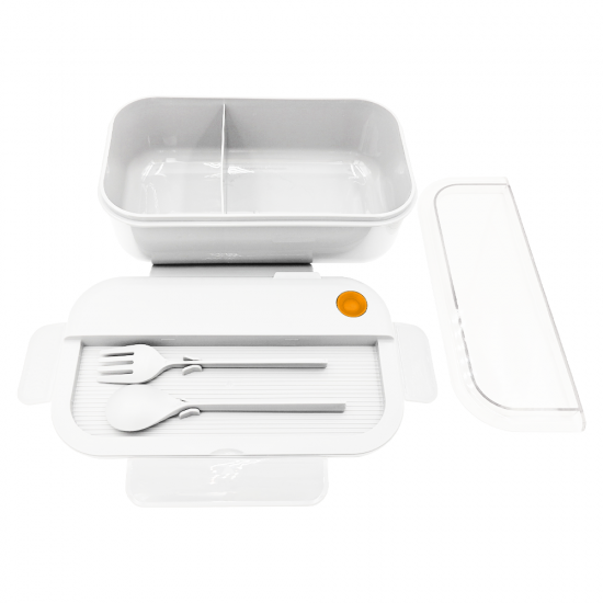 Герметичный контейнер для еды (ланч бокс)  BON VOYAGE, пластиковый, белый-оранжевый, 1100 мл. Герметичный контейнер для еды (ланч бокс)  BON VOYAGE, пластиковый, белый-оранжевый, 1100 мл.