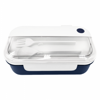 Герметичный контейнер для еды (ланч бокс)  BON VOYAGE, пластиковый, бело-темно-синий, 1100 мл. Герметичный контейнер для еды (ланч бокс)  BON VOYAGE, пластиковый, бело-темно-синий, 1100 мл.