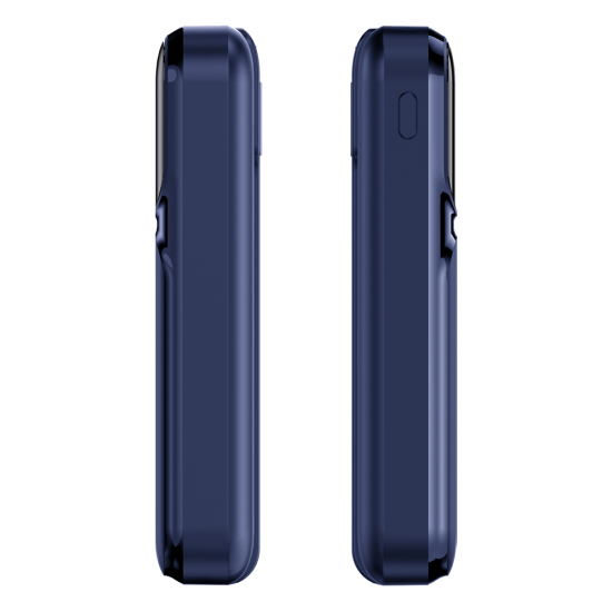 Внешний аккумулятор (powerbank) «Lumen», софт тач, 10 000 mAH, с тремя зарядными шнурами, 22,5W super fast charge, Power Delivery (PD) 20W (dfnn), QC3.0, темно-синий