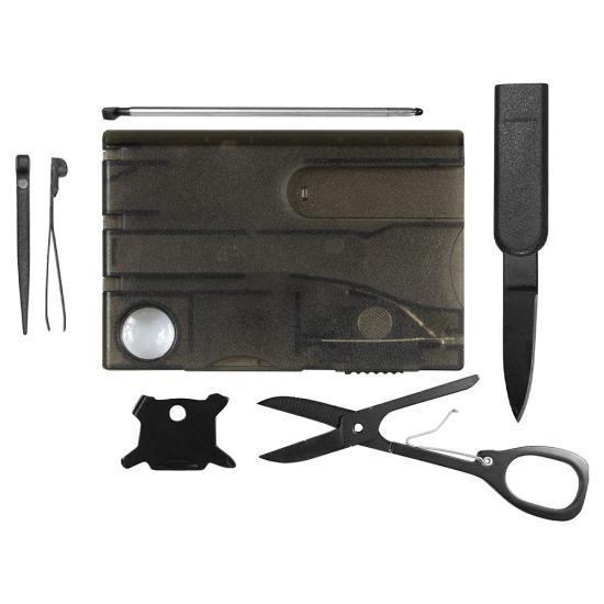 Карточка Tools Nailcare 10 функций, инструменты из нержавеющей стали, корпус из полупрозрачного черного  пластика Карточка Tools Nailcare 10 функций, инструменты из нержавеющей стали, корпус из полупрозрачного черного  пластика