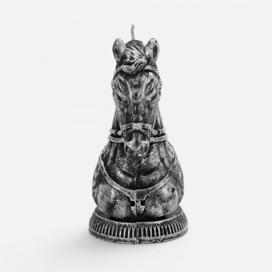 Свеча фигурная «Бюст лошади», серебристая