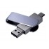 USB 2.0-флешка на 32 Гб поворотный механизм, c дополнительным разъемом Micro USB с одноцветным металлическим клипом
