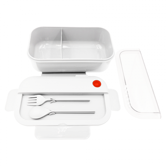 Герметичный контейнер для еды (ланч бокс)  BON VOYAGE, пластиковый, белый-красный, 1100 мл. Герметичный контейнер для еды (ланч бокс)  BON VOYAGE, пластиковый, белый-красный, 1100 мл.