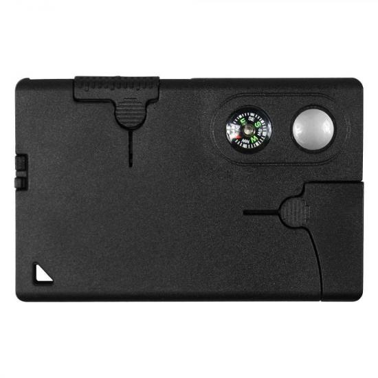 Карточка Tools leeds, 9 функций, инструменты из нержавеющей стали, корпус из полупрозрачного черного  пластика Карточка Tools leeds, 9 функций, инструменты из нержавеющей стали, корпус из полупрозрачного черного  пластика