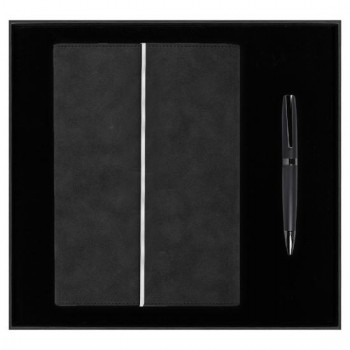 Набор подарочный Solution Prestige Duo (Ежедневник в суперобложке Country Galaxy Nuba A5+, Ручка шариковая матовая Prime), черный